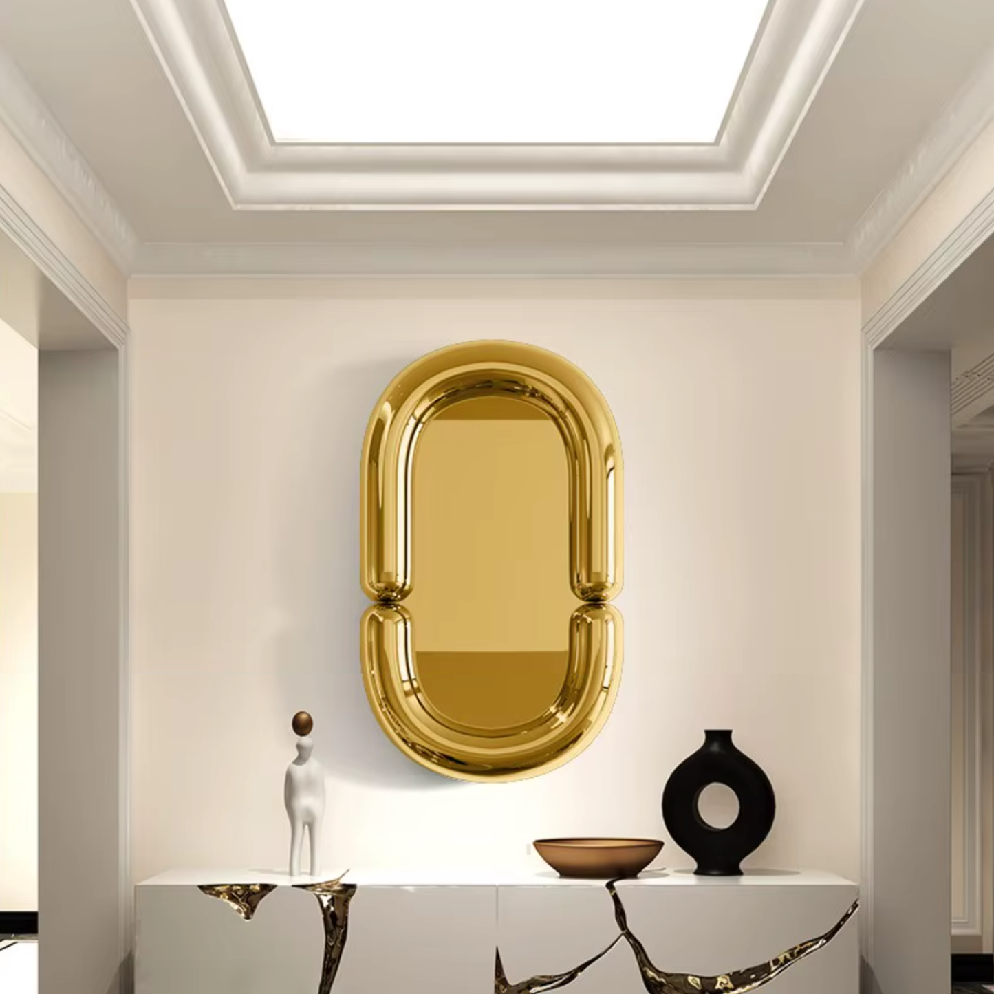 ArtZ® Opal Whirl Stainless Steel Hanging Sculpture Stainless Steel Hanging Sculpture Gold S; Height: 33.5 inch (85 cm)