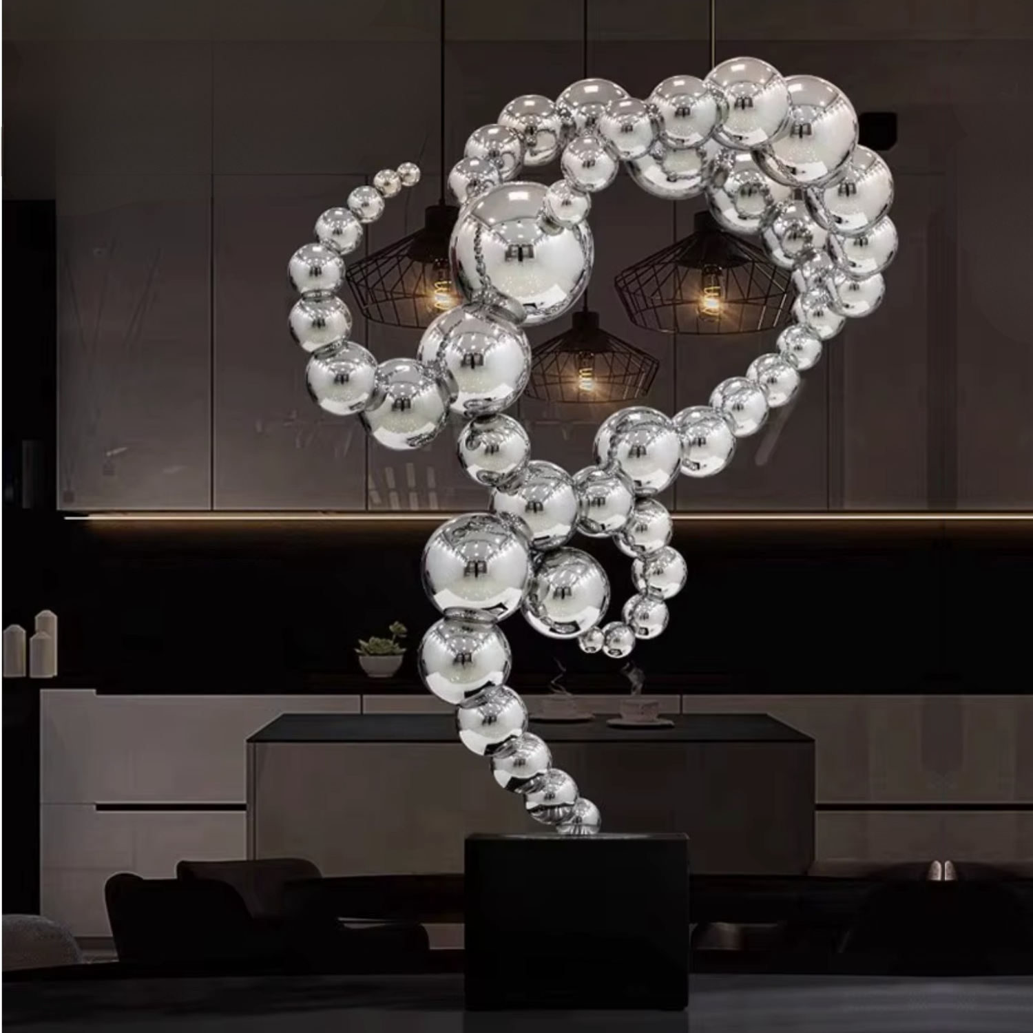 ArtZ® Orbique Niche Stainless Steel Sculpture Metal Sculpture Silver