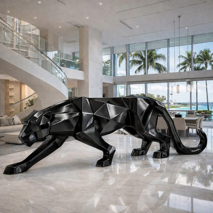 OSO Stainless Steel Dominion Panthera Sculpture Stainless Steel Panther Sculpture Height: 36 inch (91 cm) Black