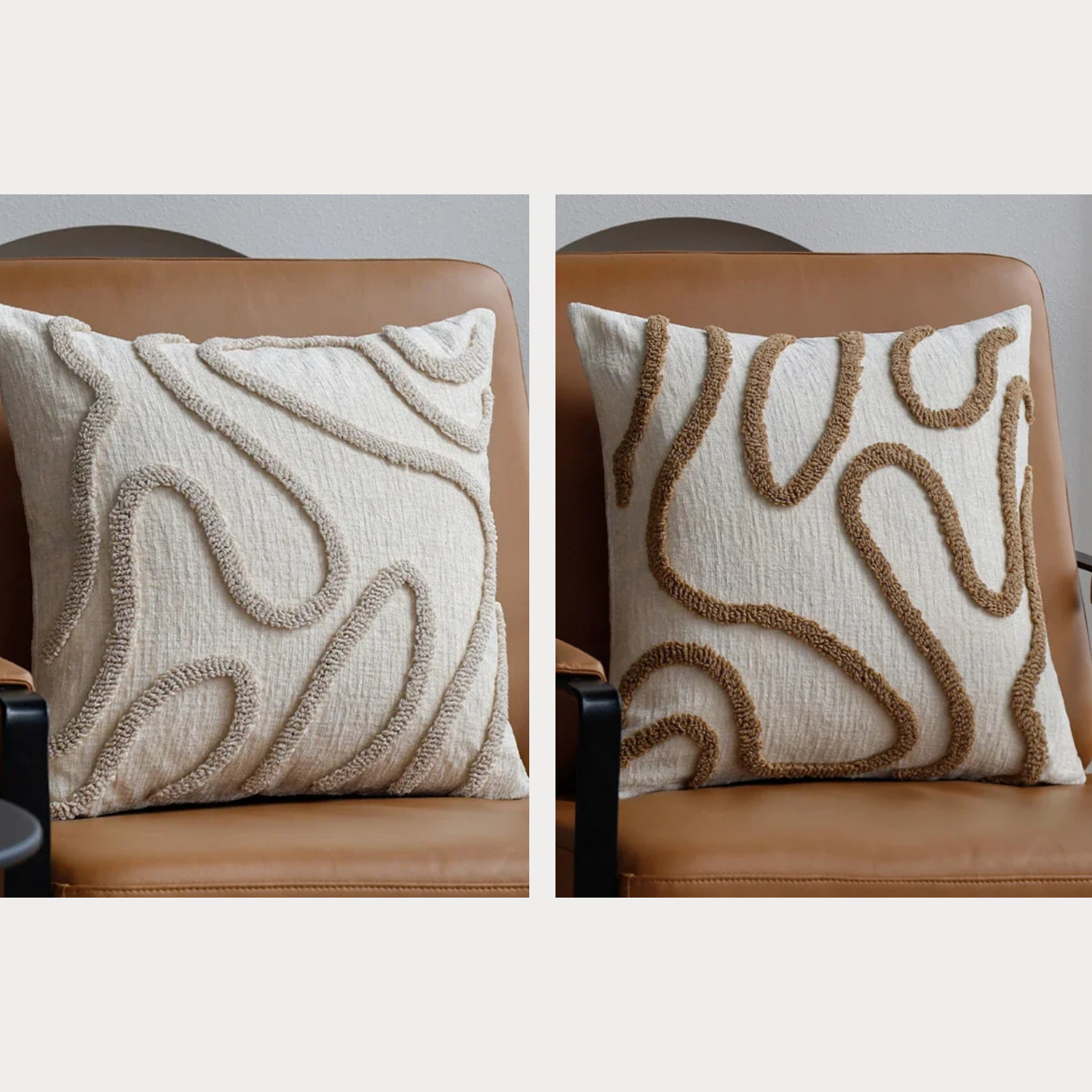 ArtZ® Bohemian Bliss Pillow Covers, Set of 2 Pillow Cover 1 Beige Line Pillow Cover & 1 Coffee Line Pillow Cover