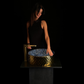 Rossella Fiorillo Ceramic Texture RF Eclisse Line Model Rombo OSL009 Blue RF Texture Interior Gold-plated Exterior Sink