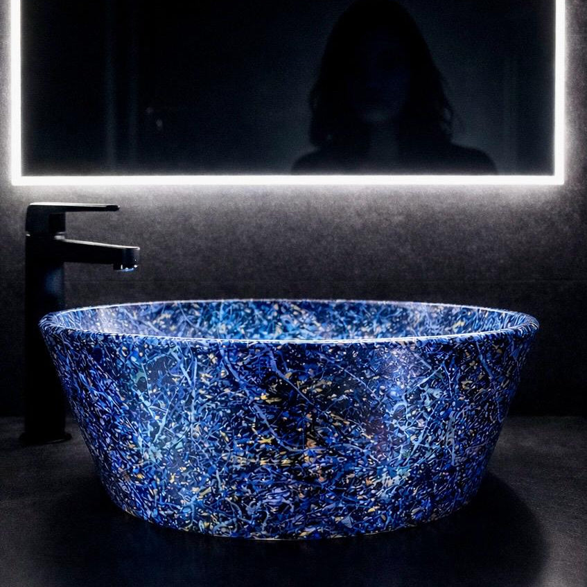 Rossella Fiorillo Ceramic Texture RF Luxury Line Model W1 Texture Blue RF Sink