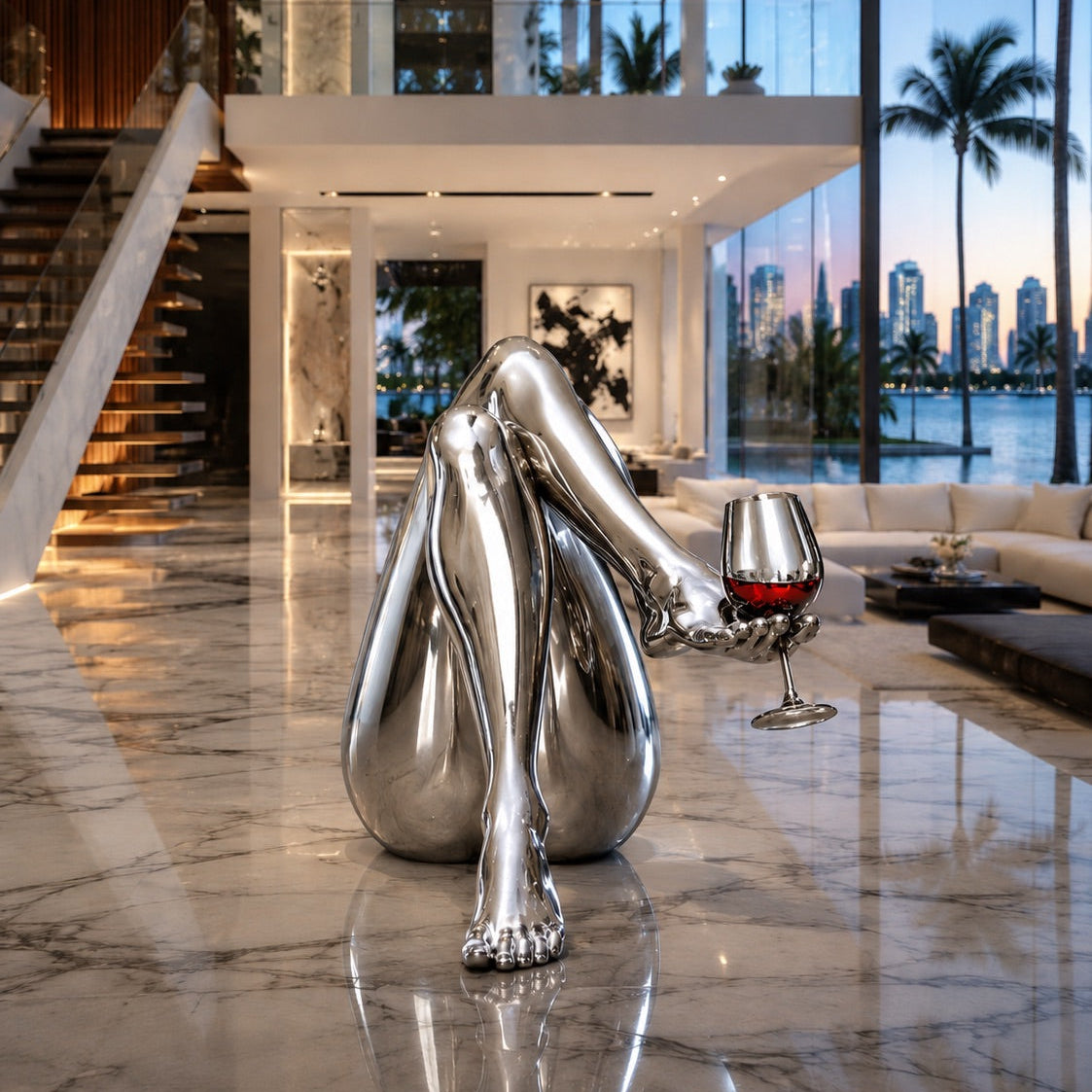 OSO Stainless Steel Who Wants Wine Sculpture