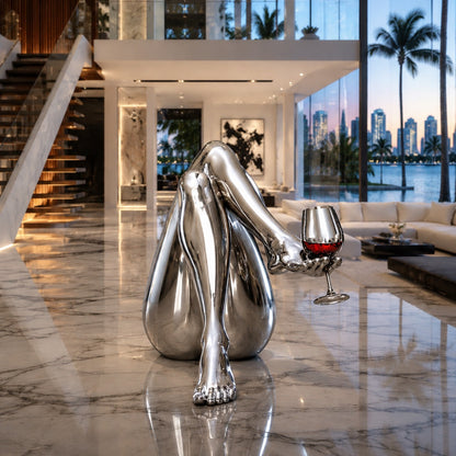 OSO Stainless Steel Who Wants Wine Sculpture