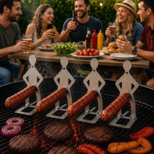 ArtZ® Spitting Cobra Stainless Steel BBQ Sausage Holders, Set of 4 Spitting Cobra Stainless Steel BBQ Sausage Holder