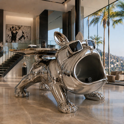 OSO Stainless Steel Chromatic Rebel Sculpture Stainless Steel Chromatic Rebel Bulldog Sculpture Height: 19.6 inch (50 cm)
