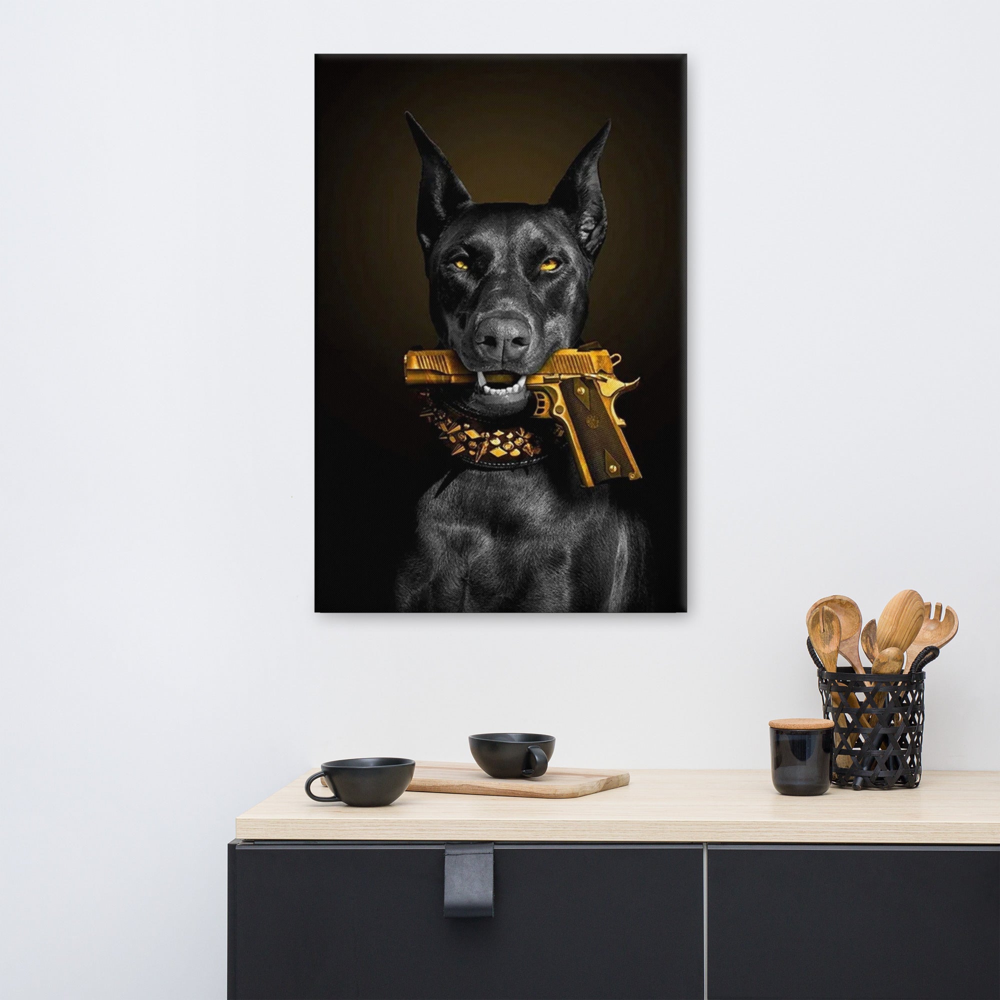 ArtZ® ドーベルマンに手を出すな 絵画 – ArtZMiami