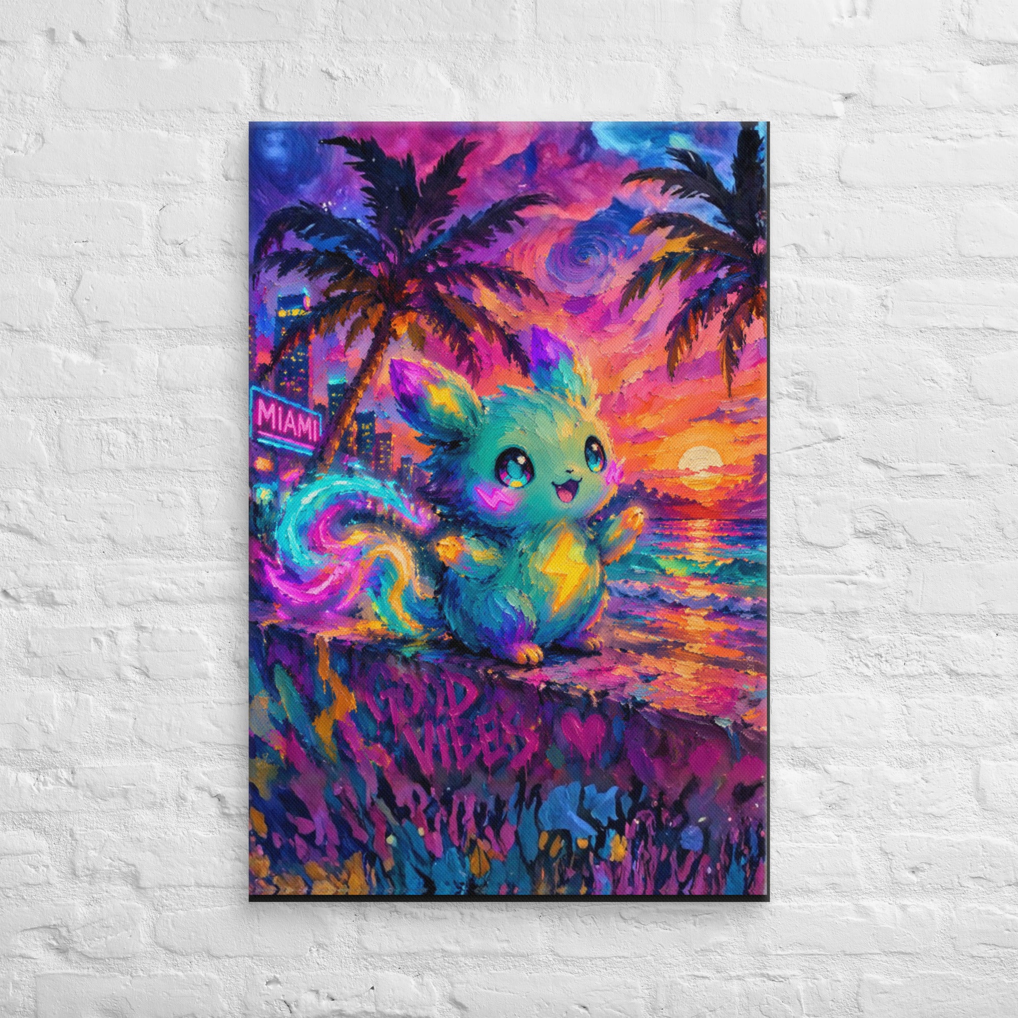 アート・デザイン・音楽 Ola Rindal Clair de Nuit ArtZ® Neon Reverie Miami Nights Painting – ArtZMiami