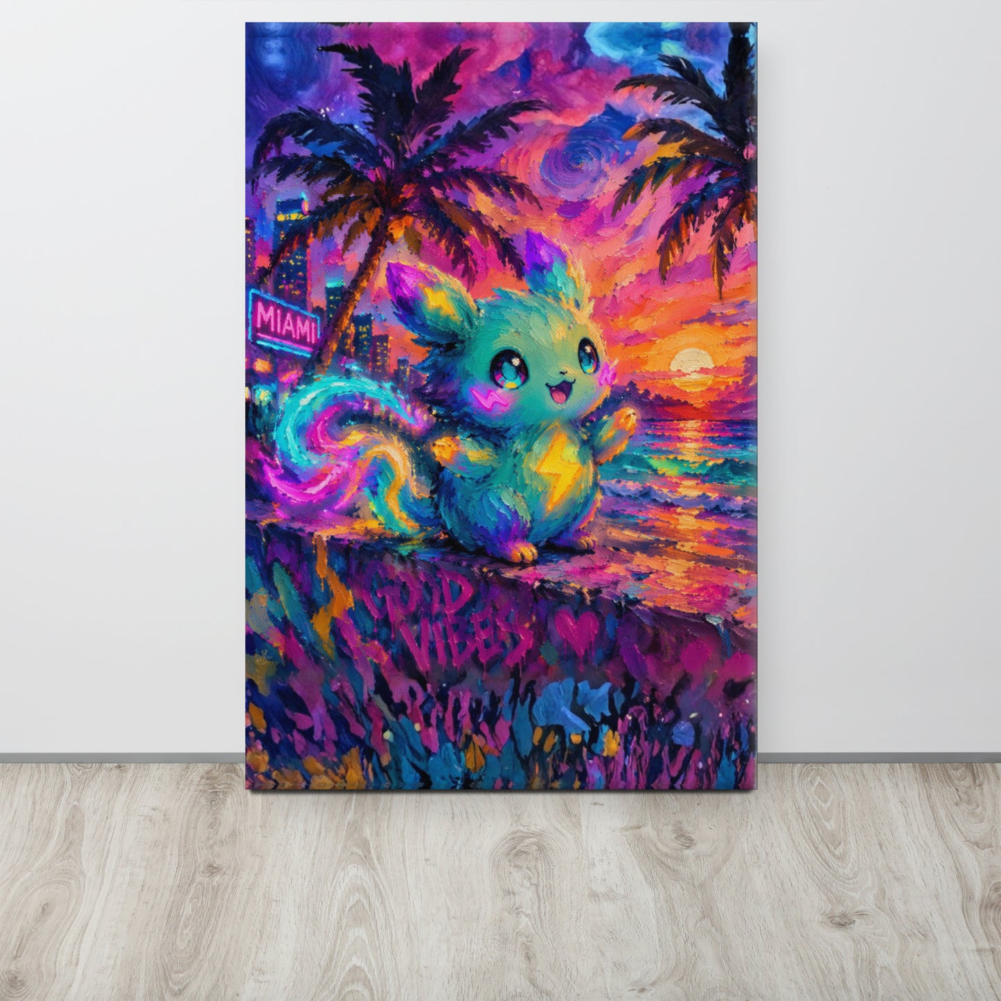 ArtZ® Neon Reverie Miami Nights Painting Wall Art