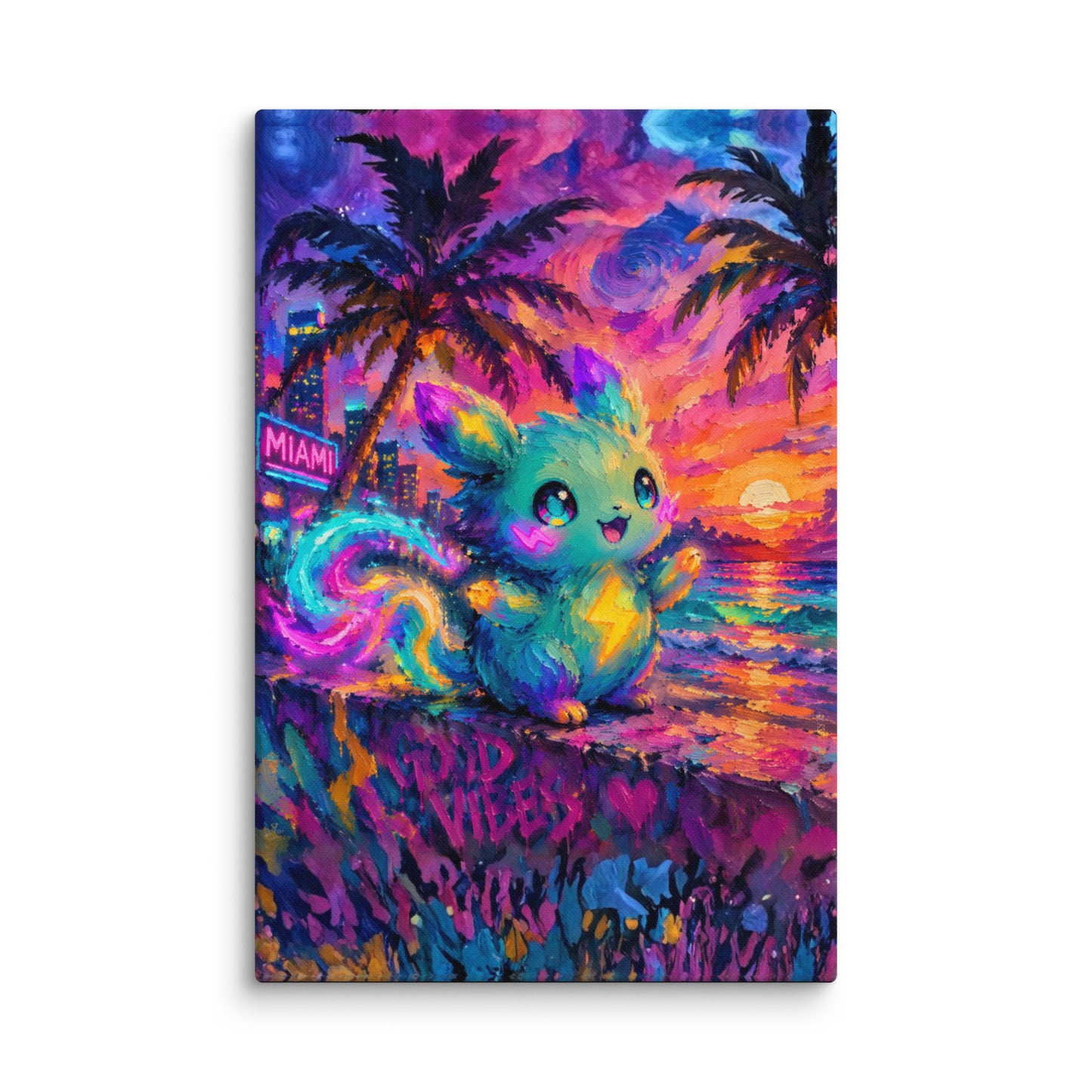 ArtZ® Neon Reverie Miami Nights Painting Wall Art Aurora Edition 12 inch by 16 inch (30x40cm)