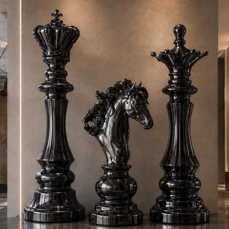 OSO Stainless Steel Sovereign Strategy Collection Stainless Steel Sovereign Strategy Chess Sculptures Collection