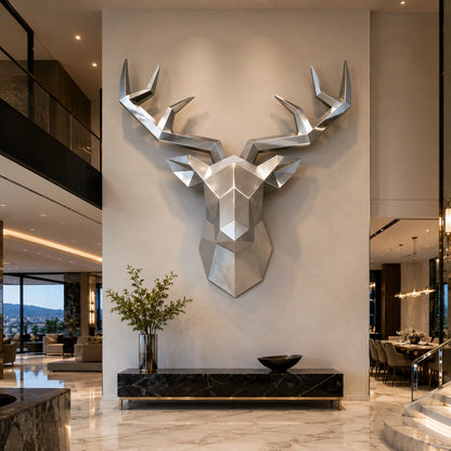 OSO Stainless Steel Aurelian Stag Sculpture Stainless Steel Aurelian Stag Deer Sculpture Height: 19.6 inch (50 cm)