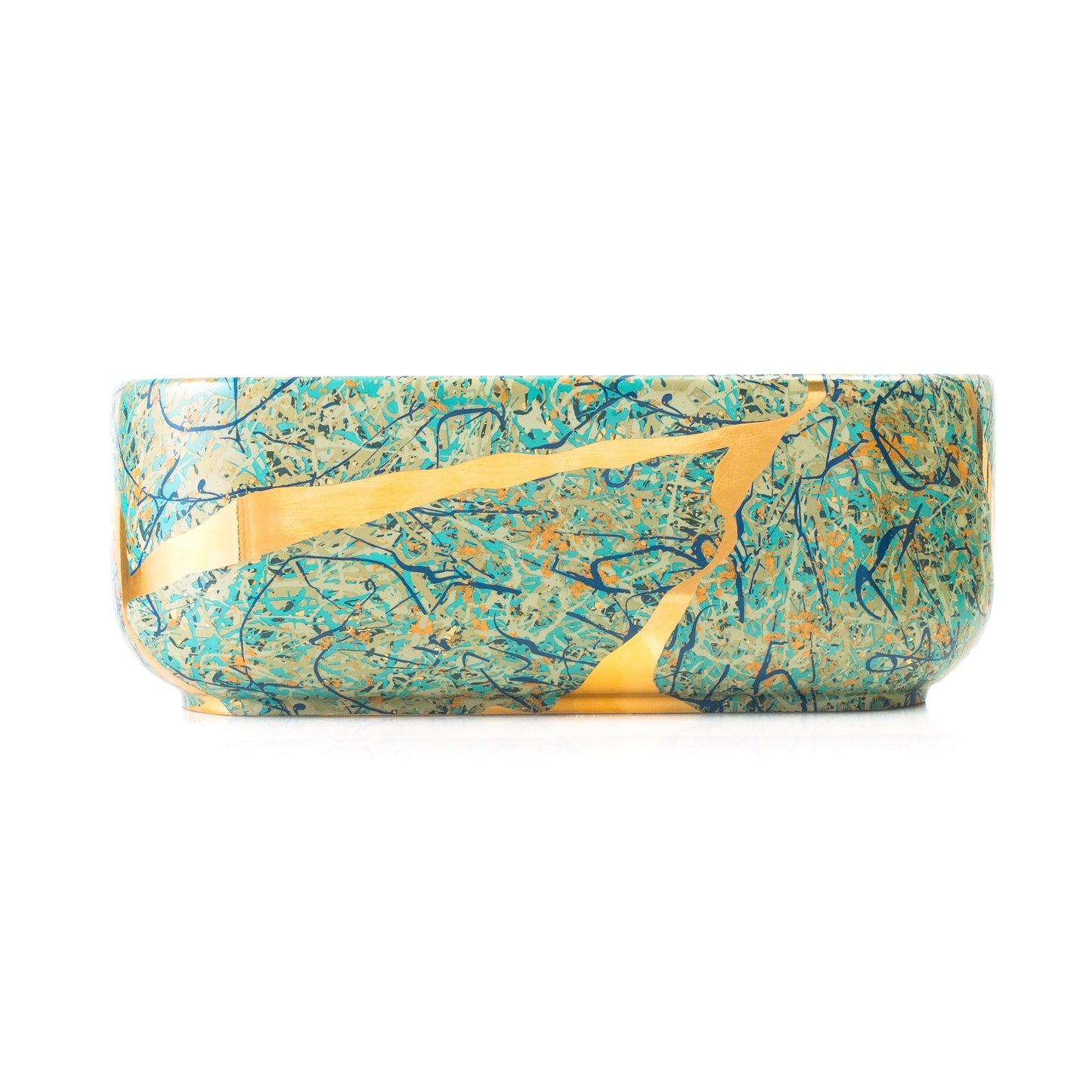 Rossella Fiorillo Ceramic Texture RF Kintsugi Line Model G43E Texture Green and Gold RF Sink