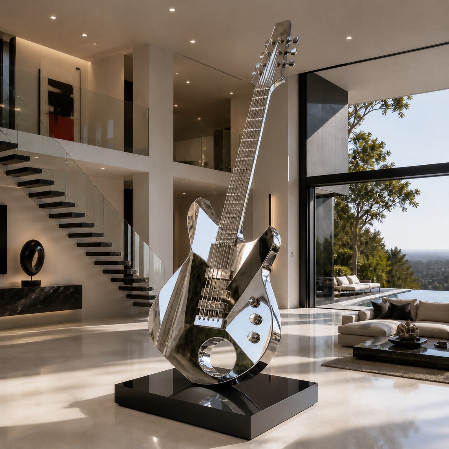Andrew Smith Stainless Steel Echelon Strings Sculpture Andrew Smith Stainless Steel Electric Guitar Sculpture Architectural Height: 36 inch (91 cm)