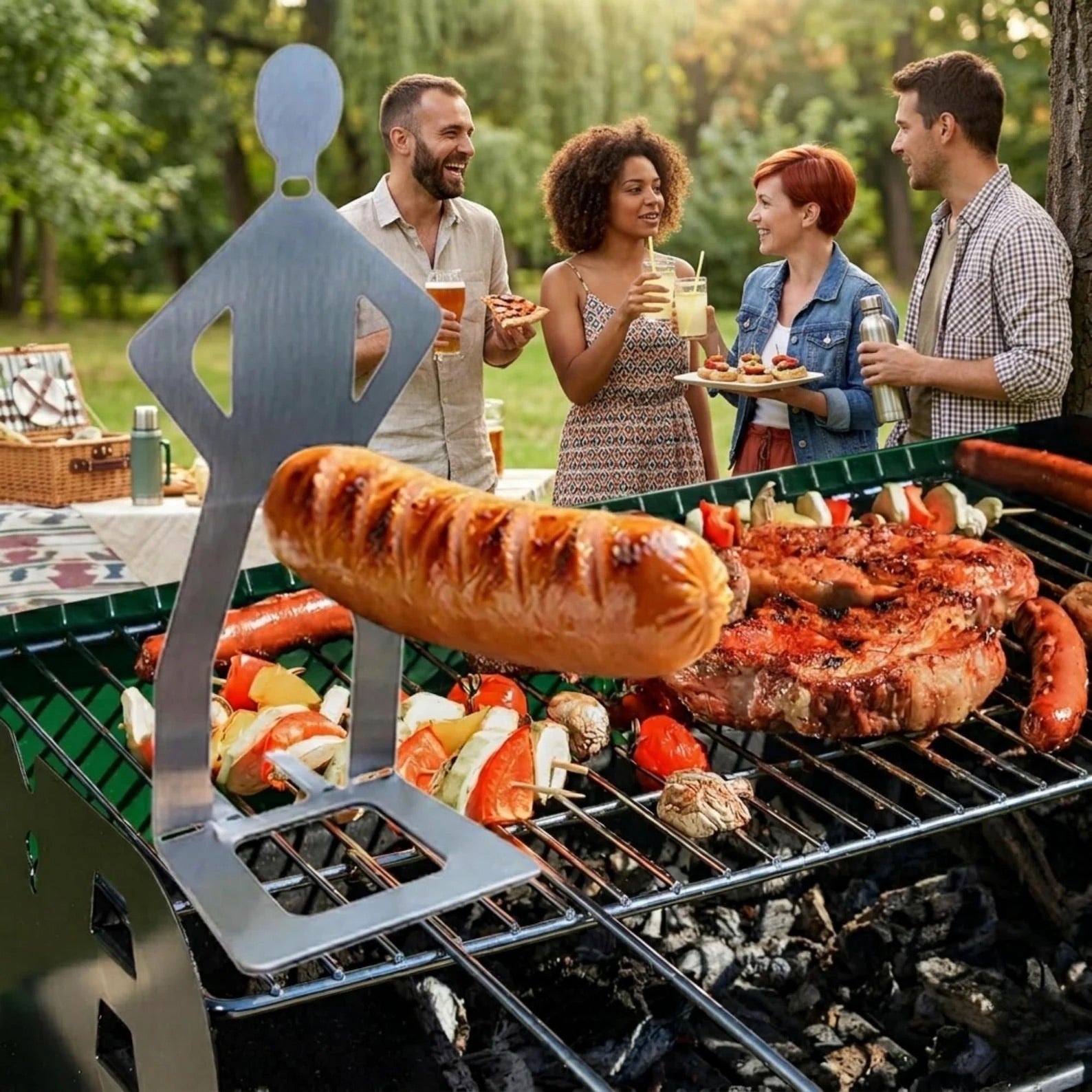 ArtZ® Spitting Cobra Stainless Steel BBQ Sausage Holders Spitting Cobra Stainless Steel BBQ Sausage Holder