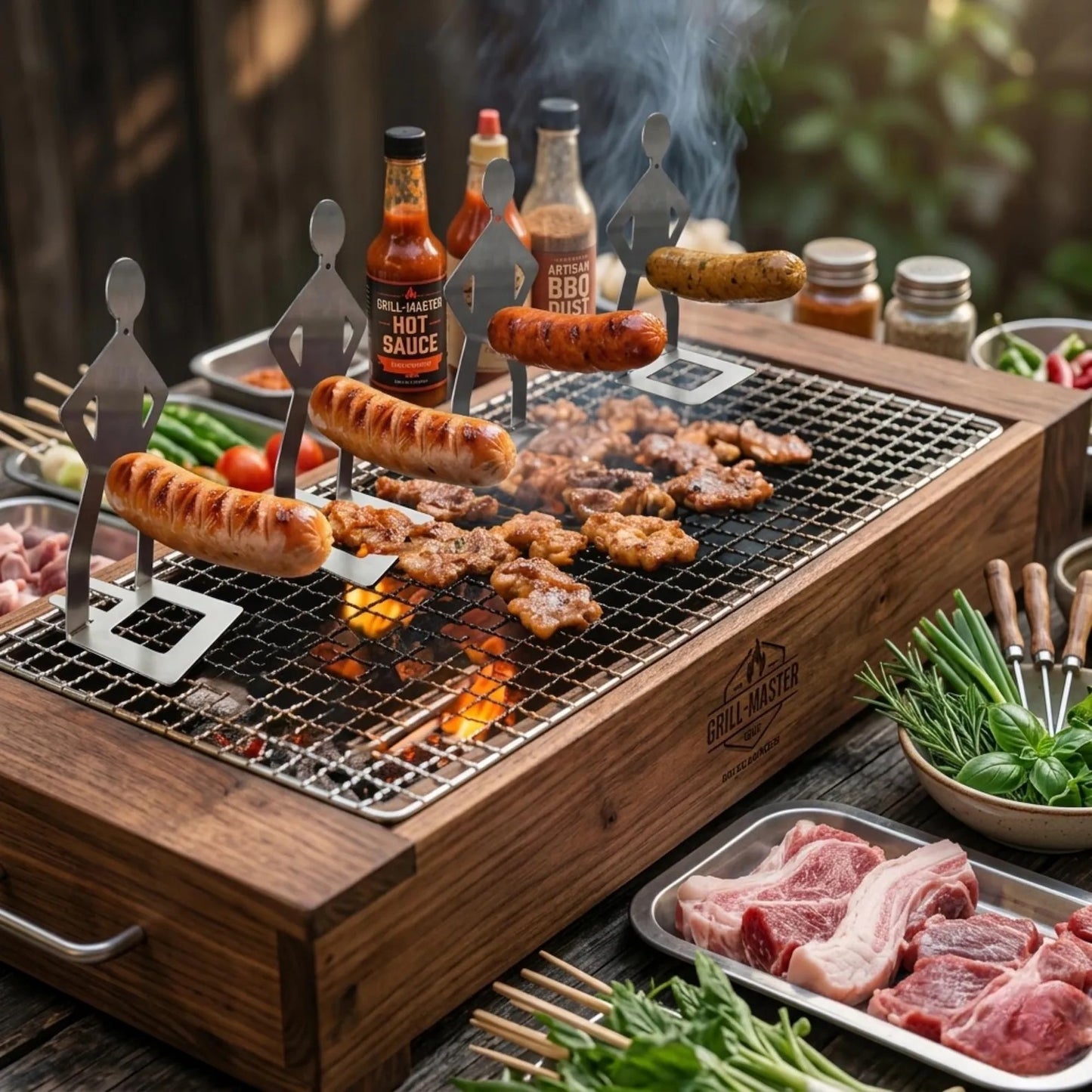 ArtZ® Spitting Cobra Stainless Steel BBQ Sausage Holders Spitting Cobra Stainless Steel BBQ Sausage Holder