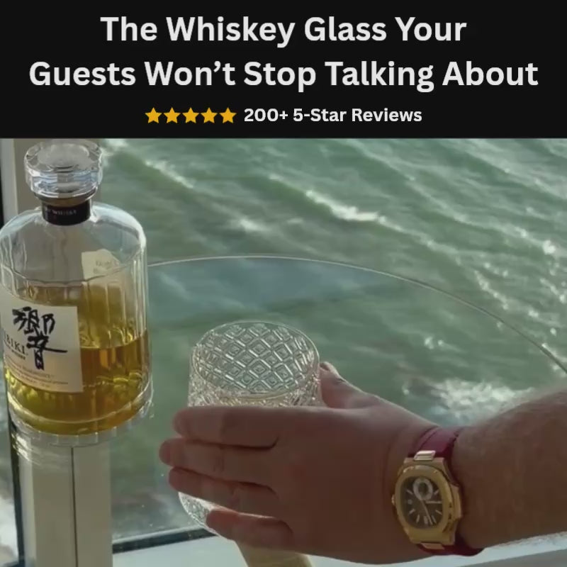 ArtZ® Tokyo Crystal Spinning Whiskey Glass & Base Japanese Tokyo Crystal Spinning Whiskey Glasses