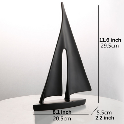 ArtZ® Nordic Abstract Sailboat Sculpture Sculptures Black 11.6 inch by 8.1 inch (29.5x20.5cm)