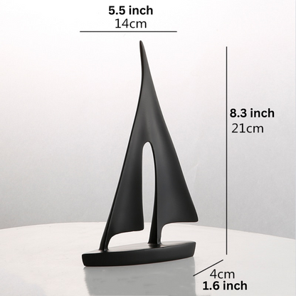 ArtZ® Nordic Abstract Sailboat Sculpture Sculptures Black 8.3 inch by 5.5 inch (21x14cm)