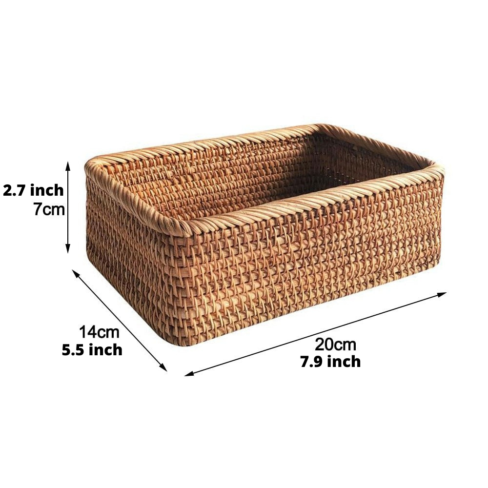 ArtZ® Hand-Woven Rectangular Rattan Wicker Basket - ArtZMiami