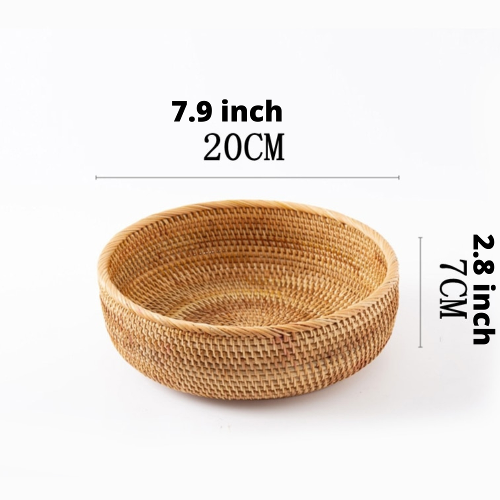 ArtZ® Hand-Woven Round Rattan Wicker Basket - ArtZMiami