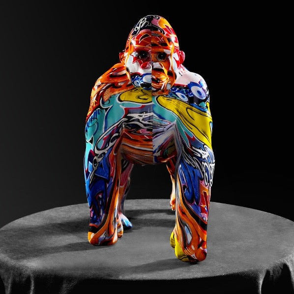 Contemplative Gorilla Statue - Reflective Primate Decorative Sculpture
