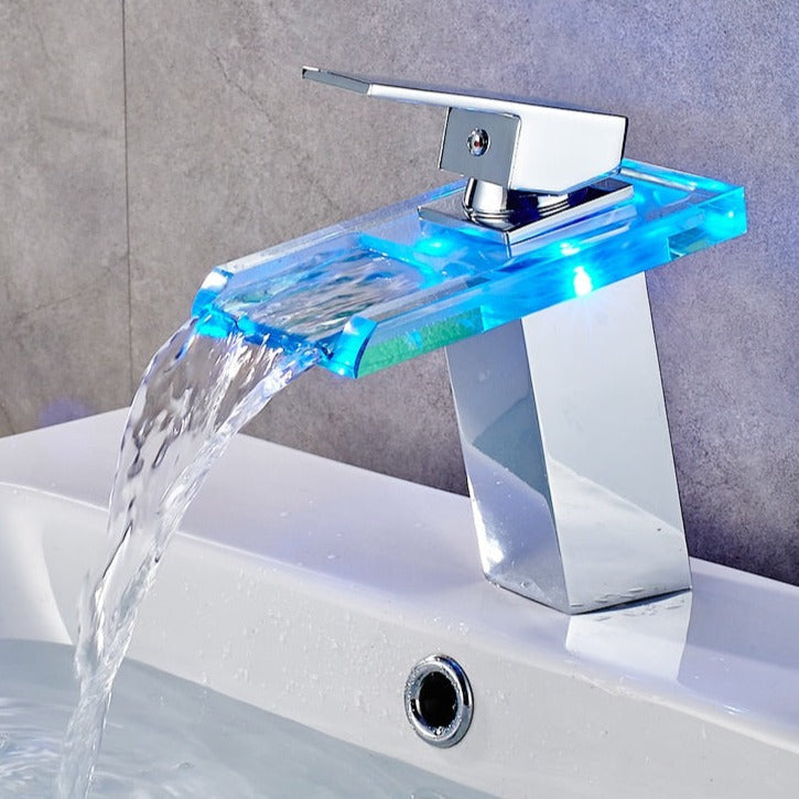 Waterfall Led Sink Faucet Cheap Bathroom Basin Faucet Digital Display