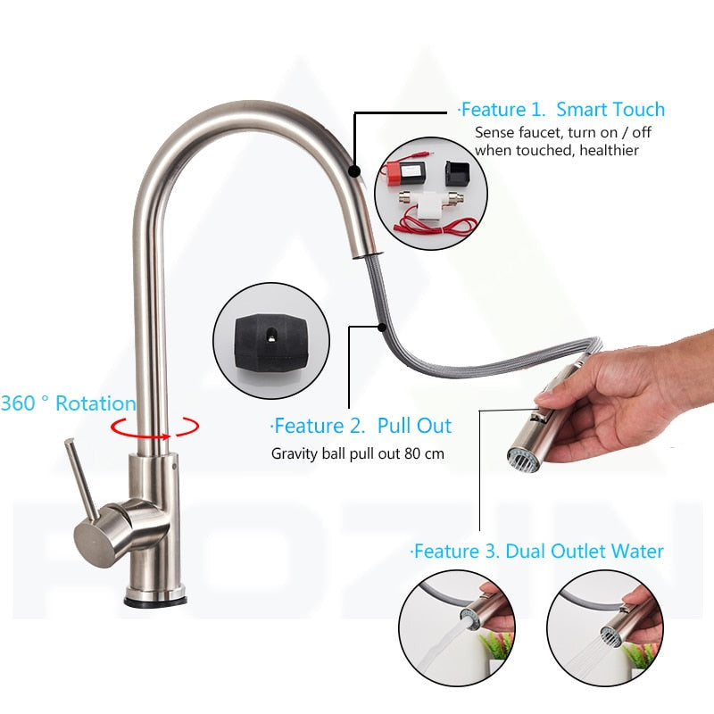 Klaus Smart Touch Kitchen Faucet - ArtZMiami