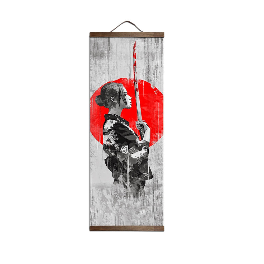 ArtZ® Red Warrior Samurai Paintings - ArtZMiami