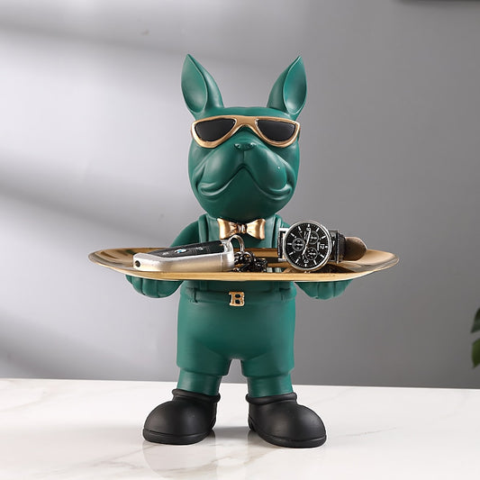 ArtZ® At Your Service Bulldog Sculpture And Tray