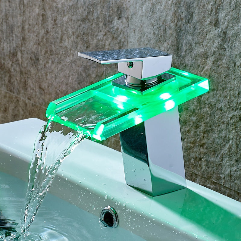 Waterfall Bathroom Faucet Led