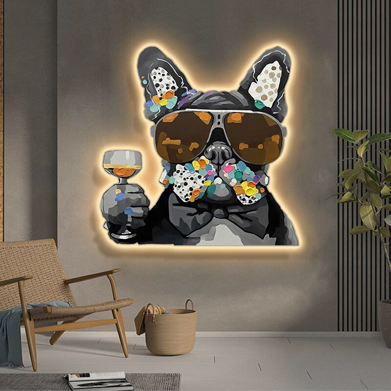 ArtZ® Funky Dog Painting With LED Light - ArtZMiami