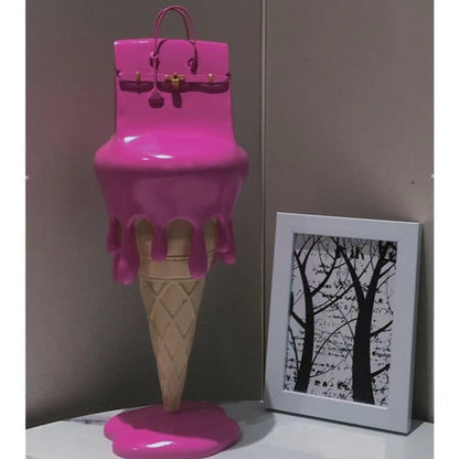 ArtZ® So Fancy Ice Cream Bag Sculpture Sculptures Pink 12 inch by 4.5 inch by 4.5 inch (30.5 x 11.5 x 11.5 cm)