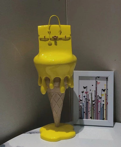 ArtZ® So Fancy Ice Cream Bag Sculpture Sculptures Yellow 12 inch by 4.5 inch by 4.5 inch (30.5 x 11.5 x 11.5 cm)