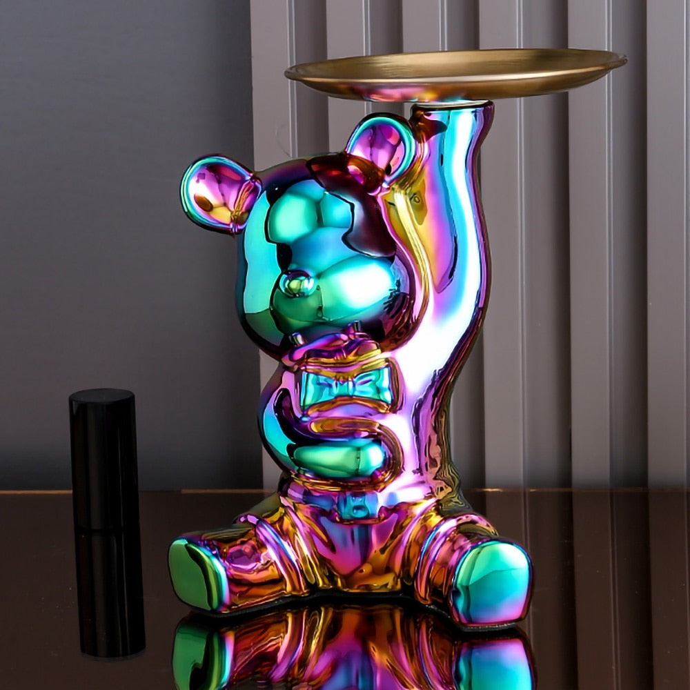 ArtZ® Ceramic Bear Sculpture Tray And Piggy Bank