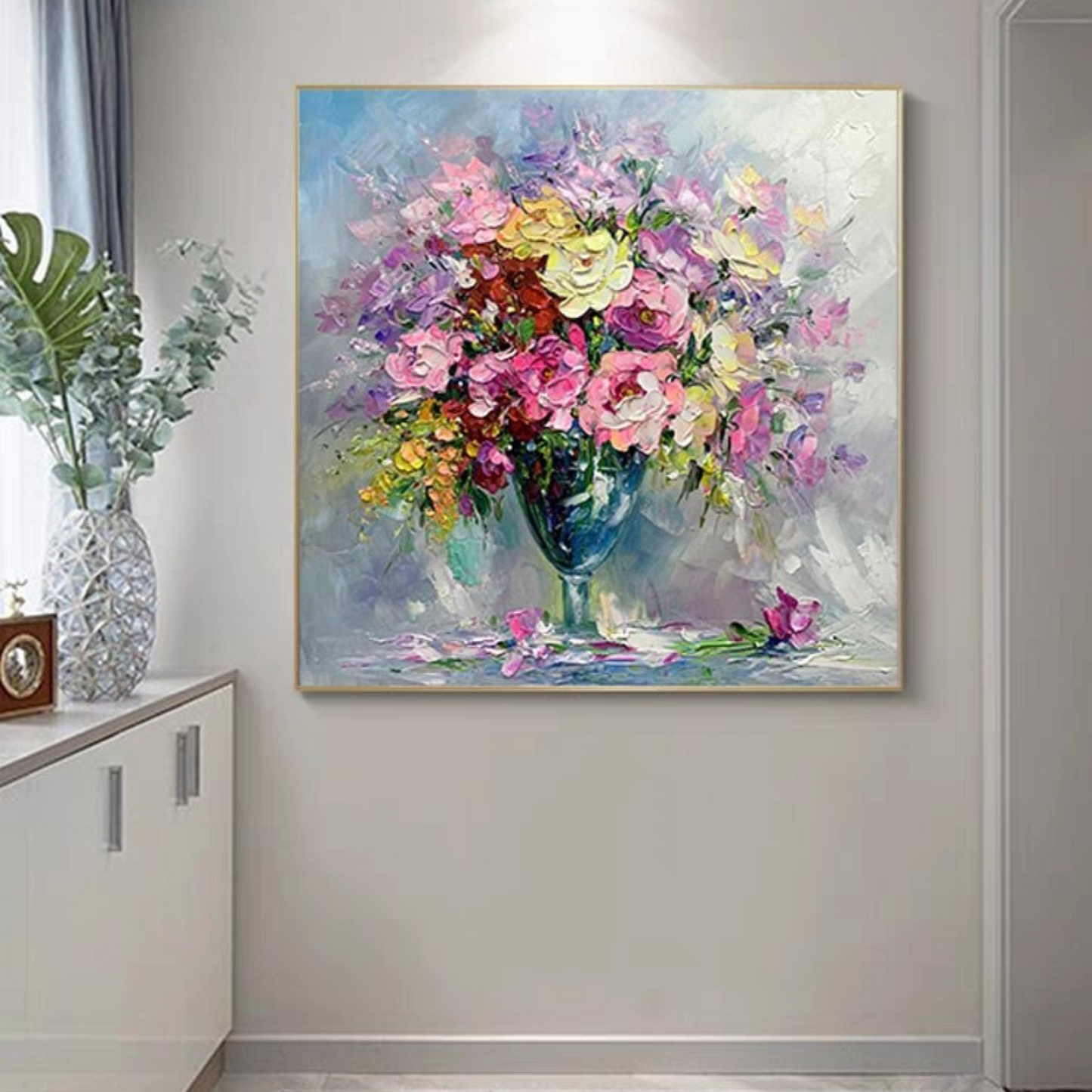 ArtZ® Happy Flowers Hand Painted Oil Painting On Canvas – ArtZMiami