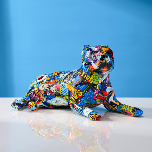 ArtZ® Pit Bull Graffiti Painted Statue Graffiti Dog Sculptures