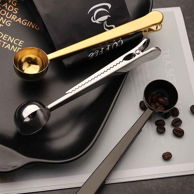 ArtZ® Stainless Steel Coffee Measuring Spoon And Sealing Clip